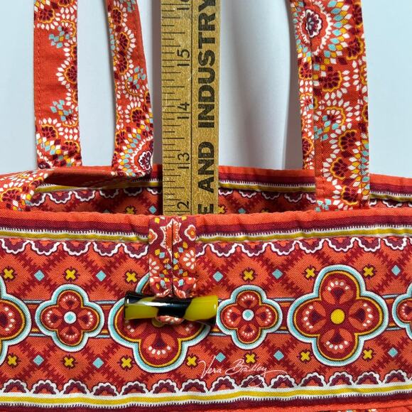 Vera Bradley Tote Bag Paprika Pattern Burnt Orange Quilted Toggle Close 13x11x4 - Picture 9 of 15